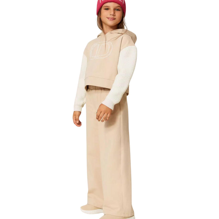 Pantalone da bambina in felpa comodo a zampa GJ2061BEIGE TWIN-SET