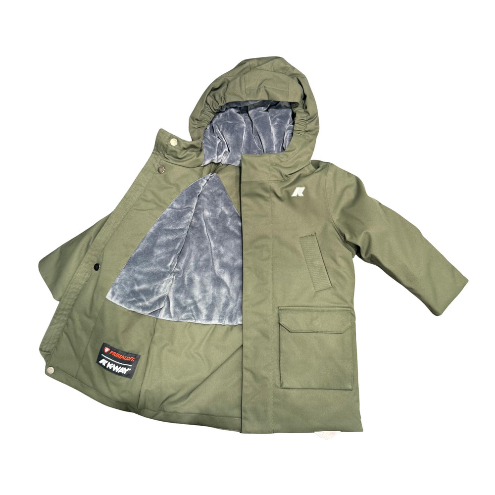 Giubbino da bambino Jarko marmotta lunghezza 3/4 in tessuto tecnico 4 tasche con imbottitura in ecopelliccia K1128HWKAL7 K-WAY