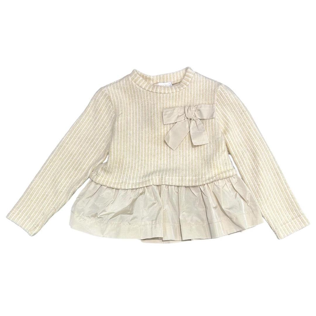 Maglia misto lana da neonata a coste con balze FL6646PANNA MELISA BAI