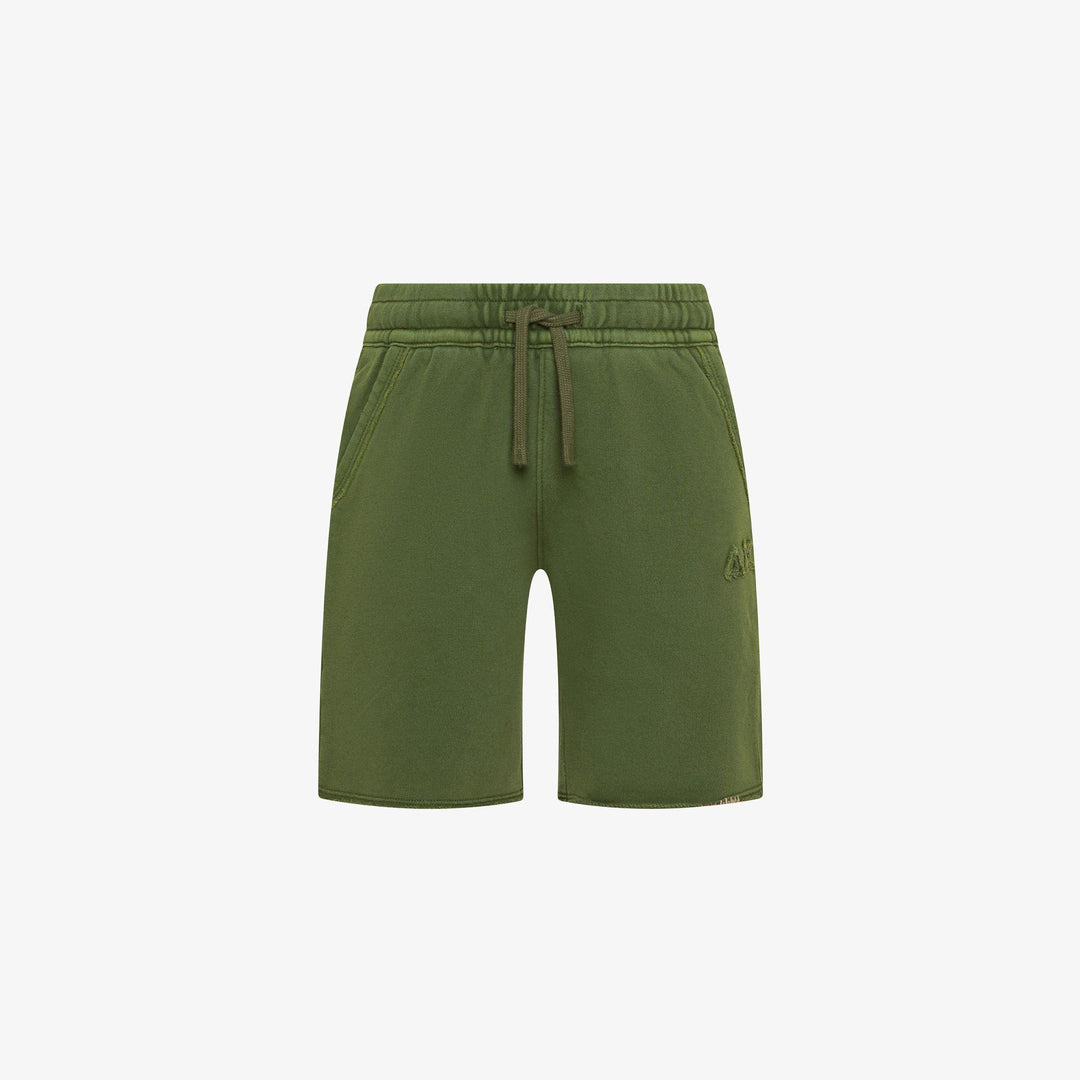 Bermuda da bambino in cotone garzato delavato con logo vintage F36345KMILITARE SUN 68