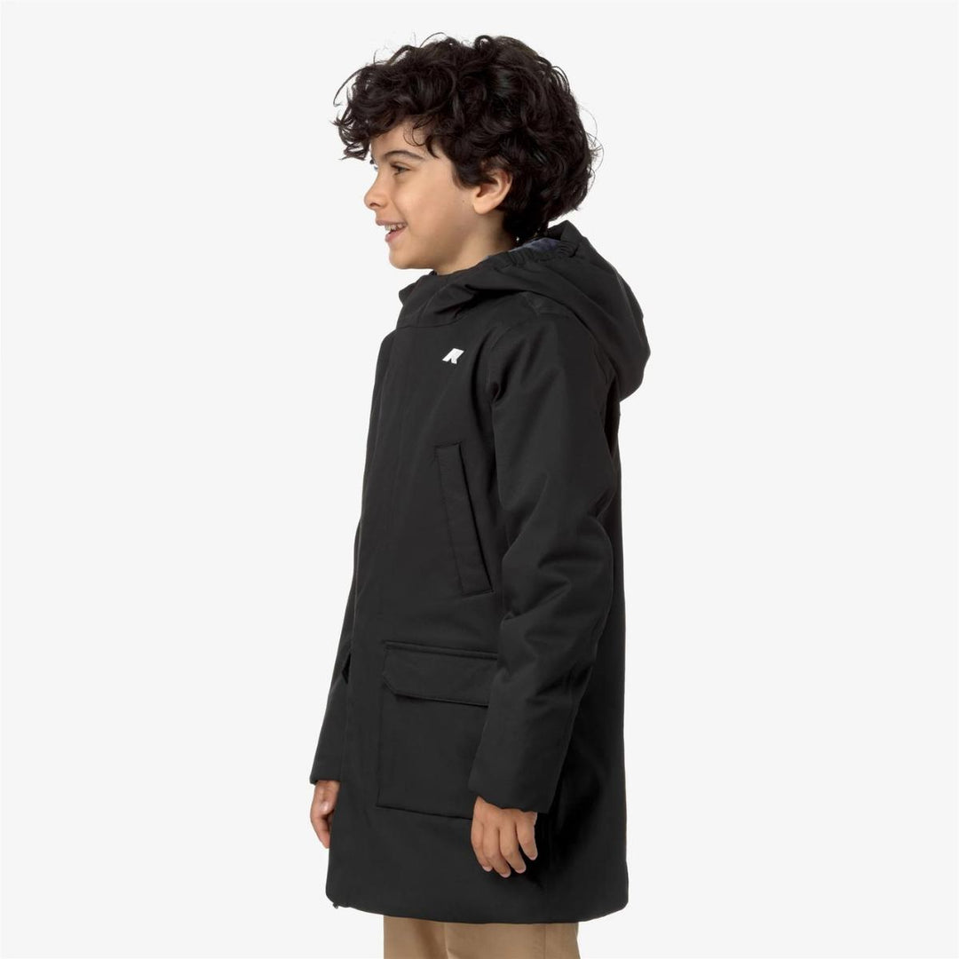 Giubbino da bambino Jarko marmotta lunghezza 3/4 in tessuto tecnico 4 tasche con imbottitura in ecopelliccia K1128HWJAL8 K-WAY