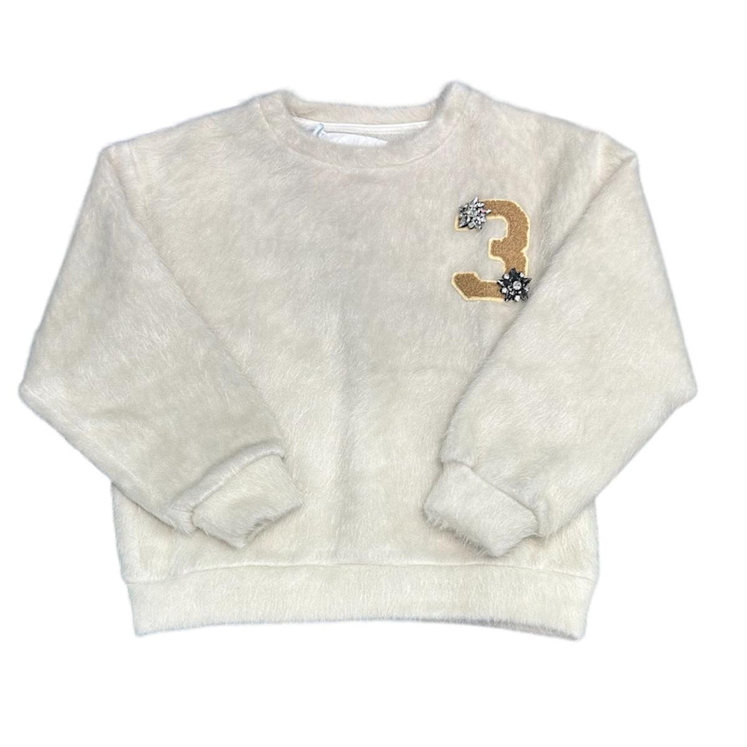 Felpa da bambina effetto peluche con ricamo LL4089PANNA LULU' BY MISS GRANT