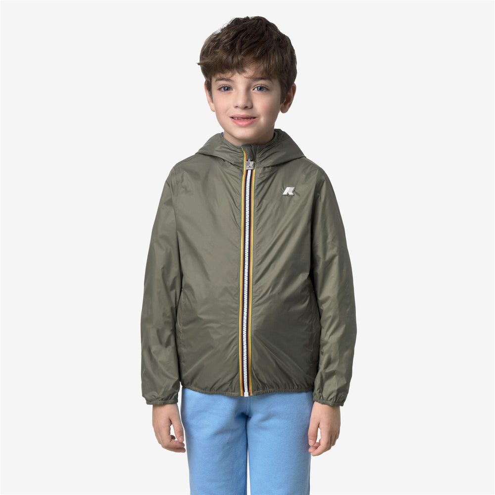 Giubbino da bambino jake cotton reversibile un lato tessuto tecnico e l'altro felpa leggera con logo K2145HWKC0M K-WAY