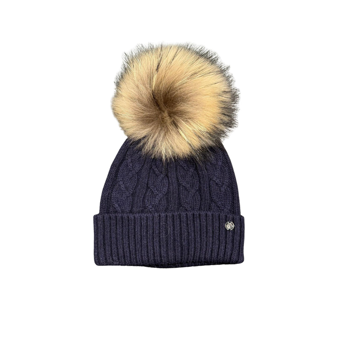 Cappello da bambini misto cashmere lavorazione a trecce con ponpon originale in Murmasky CT1610ABLU GIO HIGUAMY