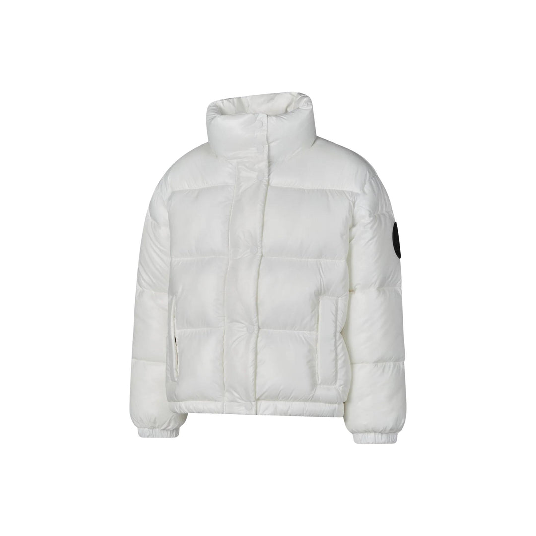 Giubbino da bambina Cini in tessuto tecnico lucido in ecopiuma, grado di calore caldo vestibilità cropped CINIJBIANCO SAVE THE DUCK