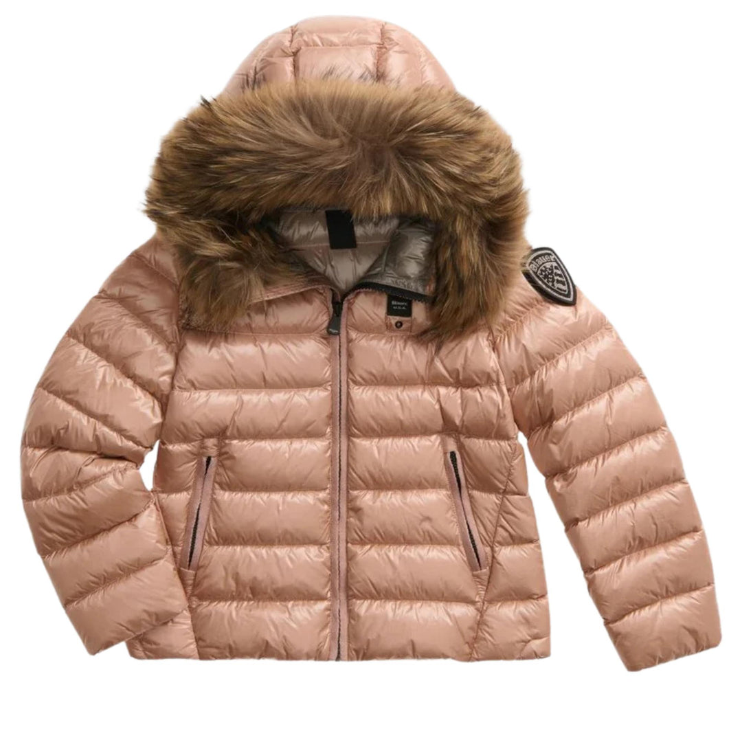 Giubbino in piuma d'oca con cappuccio con pelliccia vera ARCADIAKROSA BLAUER