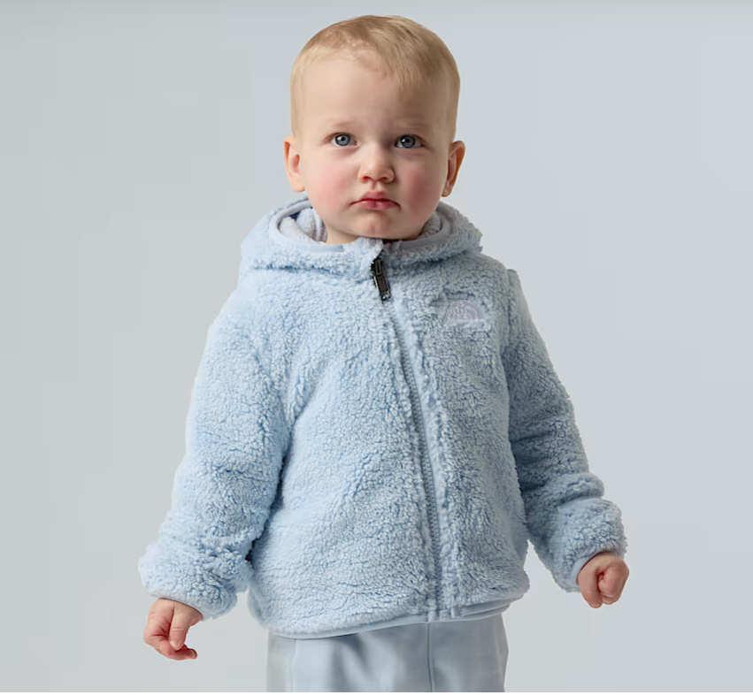 Felpa teddy full zip con cappuccio con orecchie in ecopelliccia con logo CAMPSHIRE HOODIECIELO THE NORTH FACE