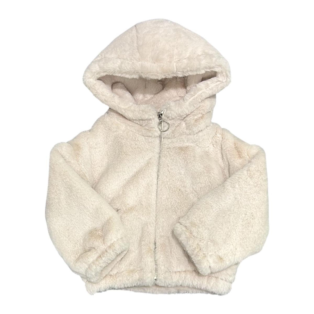 Ecopelliccia a bomber da bambina con cappuccio UE1994NATURALE U+E'