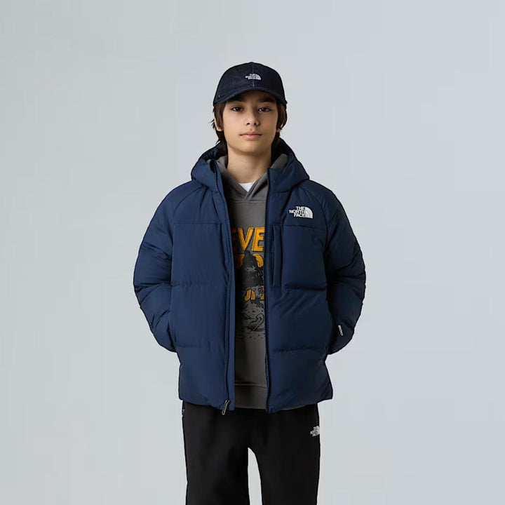 Giubbino in tessuto tecnico con cappuccio e imbottitura in piuma d'oca NORTH DOWN TEENBLU THE NORTH FACE