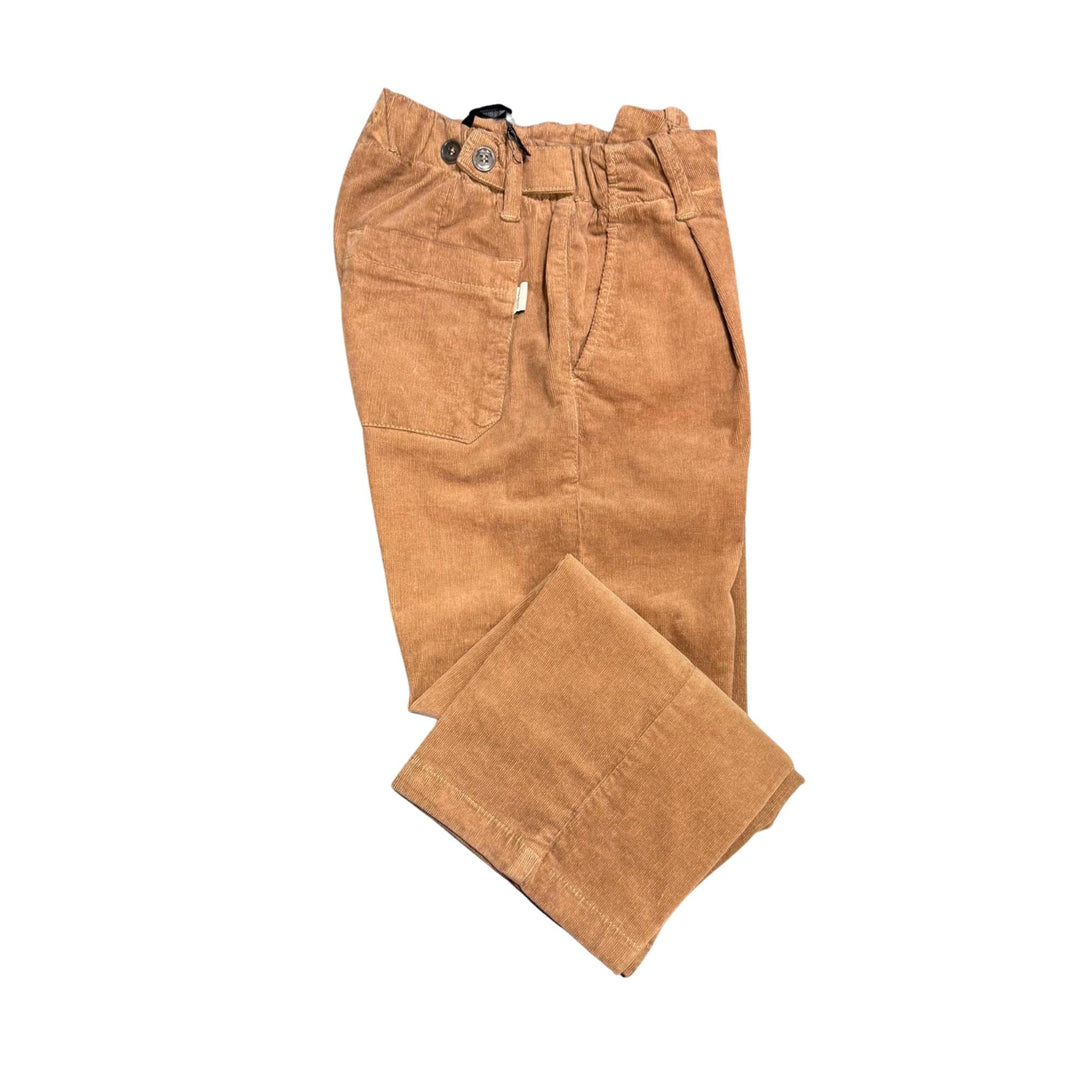 Pantalone da bambino comodo millerighe con elastico PP4120JCOGNAC PAOLO PECORA
