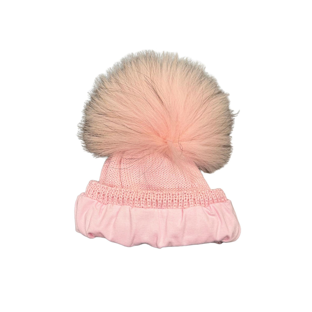 Cappello da bambini in misto lana con interno rivestito in cotone e ponpon in vera pelliccia Murmasky CT3443MFAROSA GIO HIGUAMY