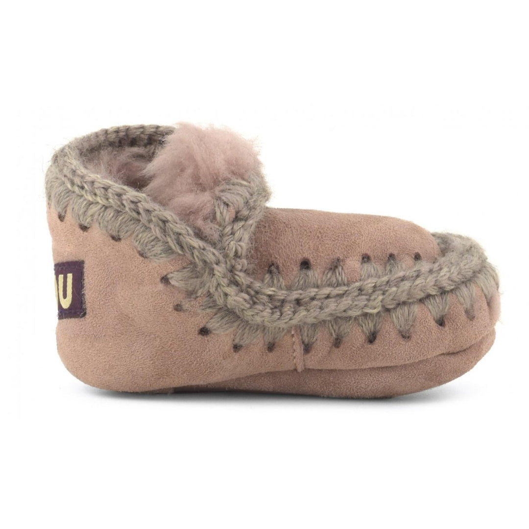 Stivaletto da neonati con suola morbida in crosta di camoscio imbottito in pelliccia ESKIMO INFANT CAMROSA SCURO MOU