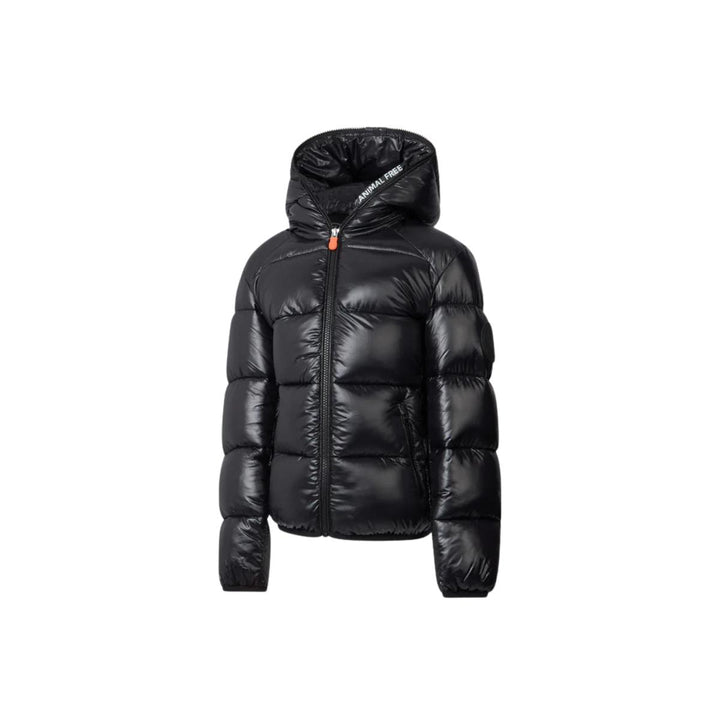 Giubbino unisex da bambini in tessuto tecnico lucido a bomber con cappuccio imbottito in ecopiuma con grado di calore alto ARTIEJNERO SAVE THE DUCK