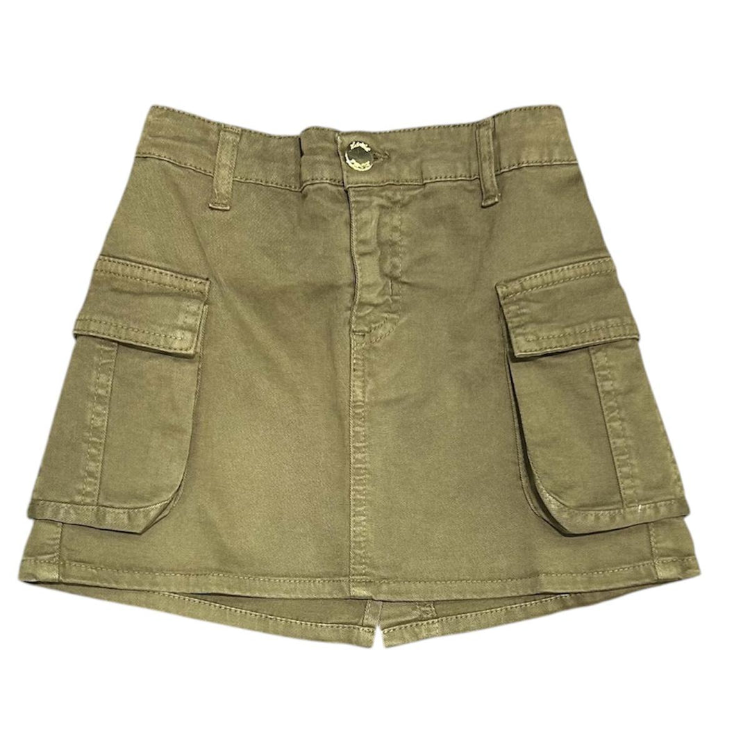 Gonna corta da bambina in denim con tasconi LL3753MILITARE LULU' BY MISS GRANT