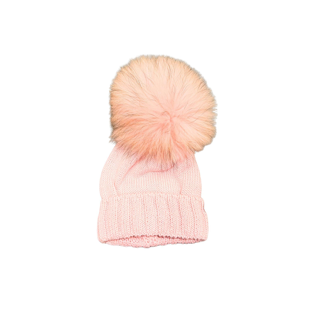 Cappello da bambini in misto lana con interno rivestito in cotone e ponpon in vera pelliccia Murmasky CT3443MFAROSA GIO HIGUAMY