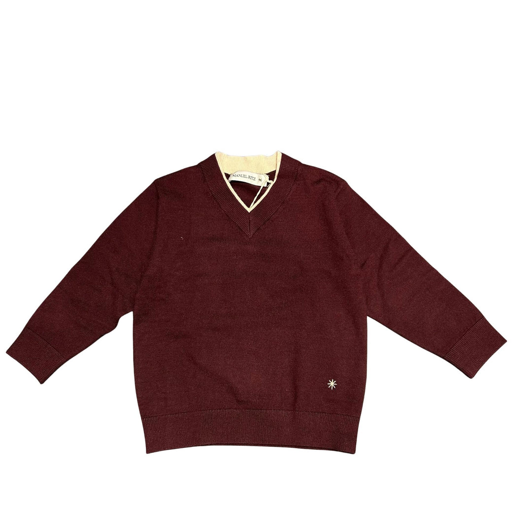 Maglia misto lana da neonato scollo a V MR3149NBORDÒ MANUEL RITZ