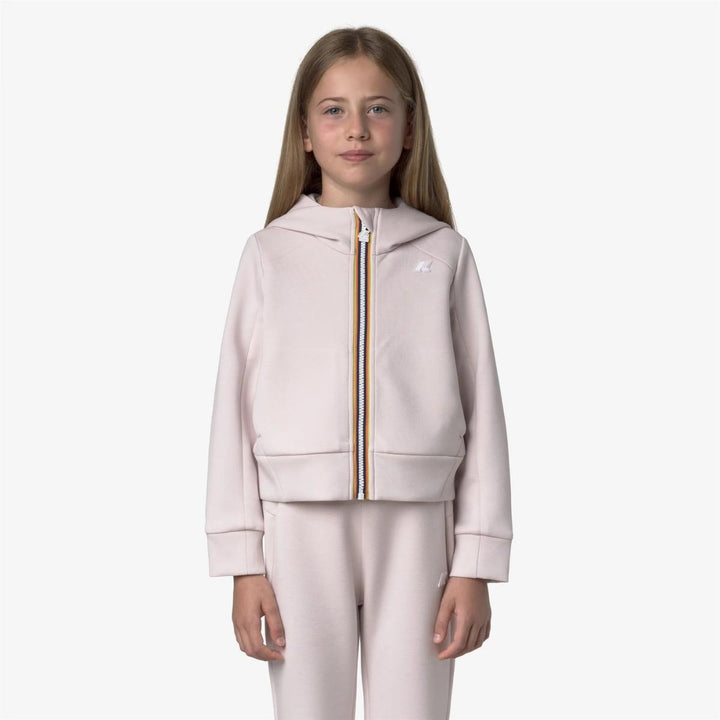 Felpa da bambina Divine spacer in tessuto tecnico effetto neoprene full zip con cappuccio e logo K41365WKW7G K-WAY