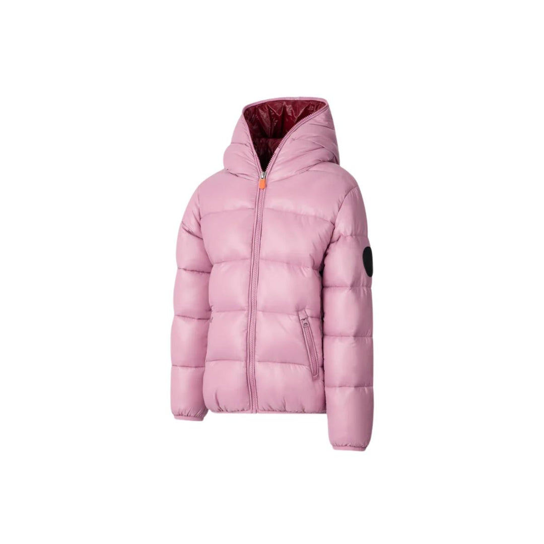 Giubbino da bambina Kate in tessuto tecnico lucido in ecopiuma, grado di calore caldo a bomber con cappuccio KATEKROSA SAVE THE DUCK