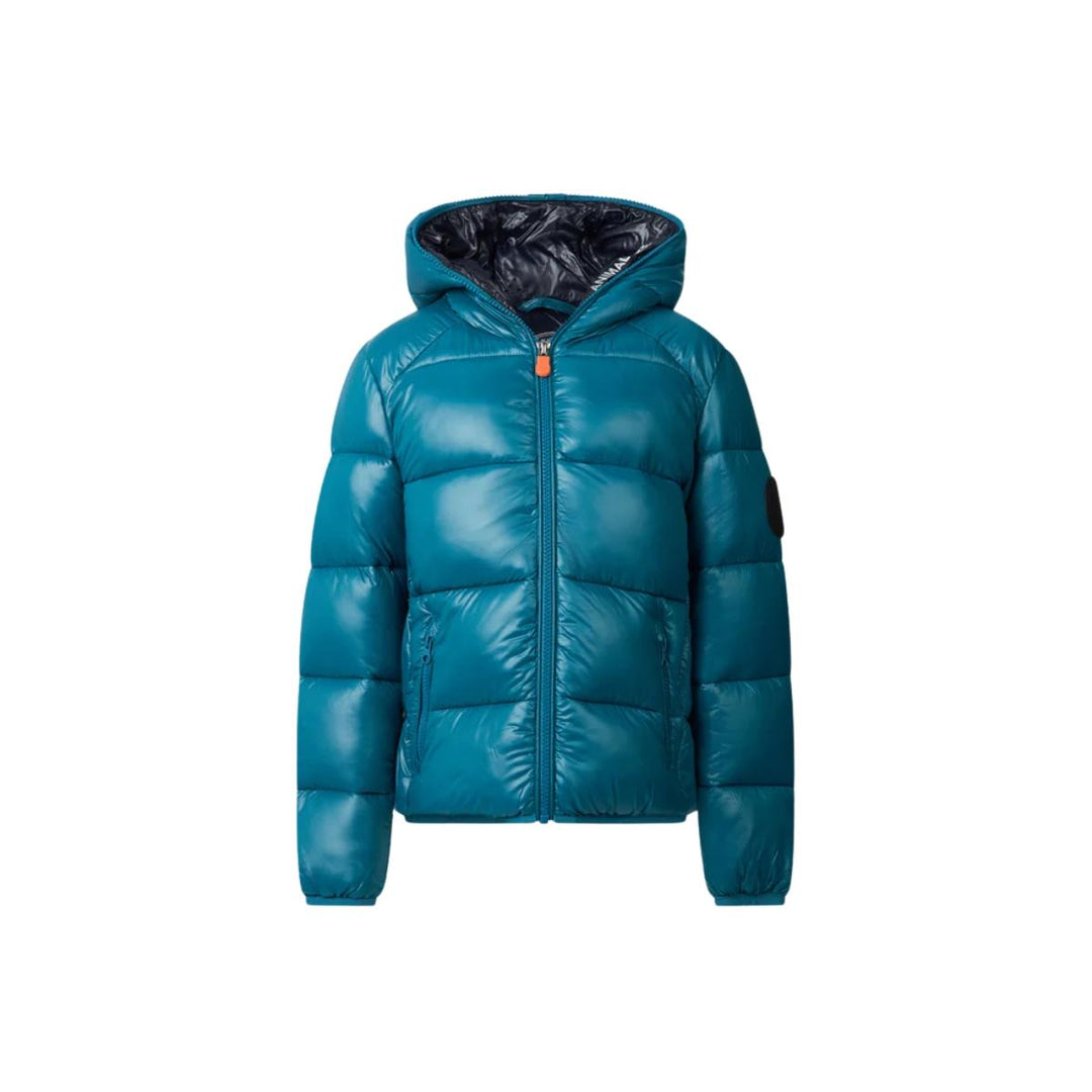 Giubbino unisex da bambini in tessuto tecnico lucido a bomber con cappuccio imbottito in ecopiuma con grado di calore alto ARTIEJOTTANIO SAVE THE DUCK