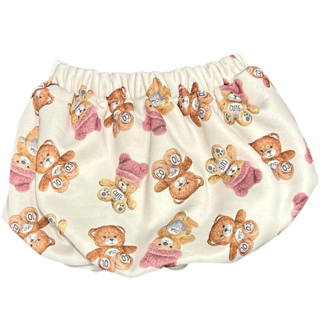 Gonna da bambina in felpa con stampa orsetti UE2074PANNA U+E'