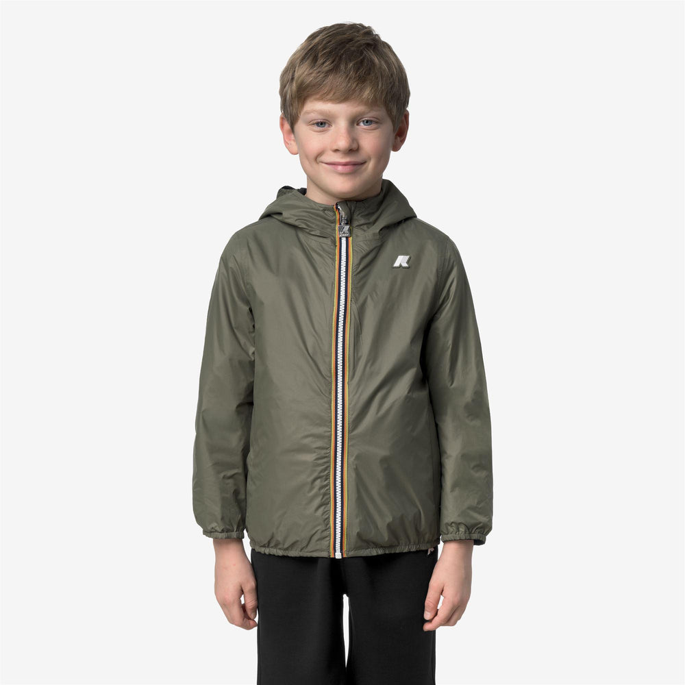 Giubbino da bambino jake cotton reversibile un lato tessuto tecnico e l'altro felpa leggera con logo K2145HWJB0R K-WAY