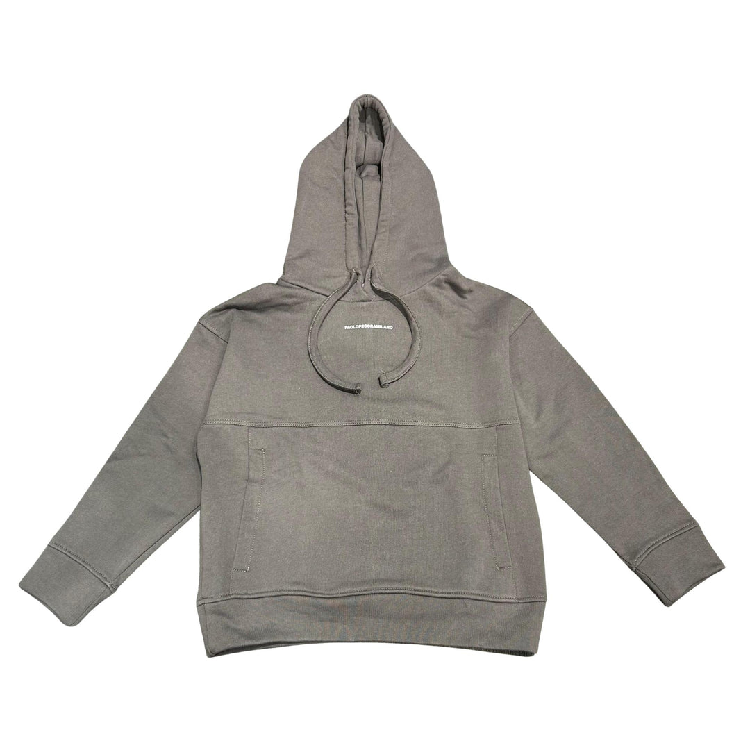 Felpa da bambino over chiusa con cappuccio e stampa PP4126JGRIGIO SCURO PAOLO PECORA